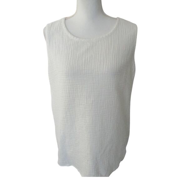 Joan Rivers Women's White Gauze Long Sleeve Button Blouse With Tank Top Size L. - Picture 8 of 14